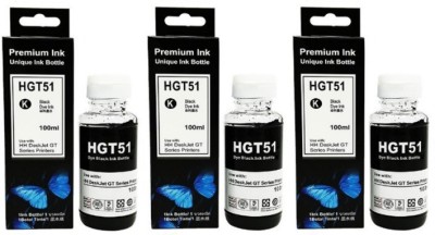 Refill Ink Set of 3 Black Color Compatible for HP GT Series ink Tank Printer 310 315 319 410 415 419 5810 5820 5821 (It's Cap Automatically Fill/Shut) Black 90ml Each Bottle Tri-Color Ink Bottle