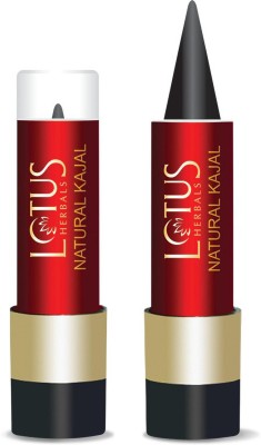 LOTUS Herbals Natural Kajal 4 G Pack of 2(Black, 8 g)