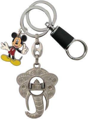 HANDSOME ISK High quality both side lord Ganesh face tajmahal with cartoon Mickey Mouse and Locking Hook Full Metal. Key Chain
