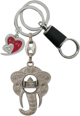 HANDSOME ISK High quality both side lord Ganesh face tajmahal with double love heart and Locking Hook Full Metal. Key Chain