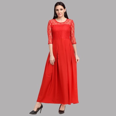 Shiv Retail Women Ethnic Dress Red Dress
