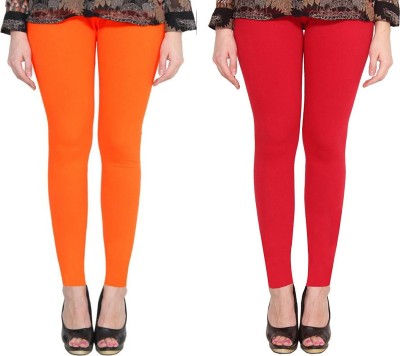 KEX Ankle Length  Western Wear Legging(Red, Orange, Solid)