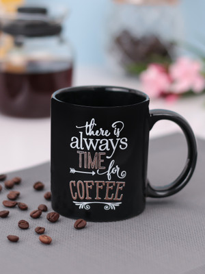 CLAY CRAFT MM1-SWISS-BLACK-B302 Ceramic Coffee Mug(380 ml)