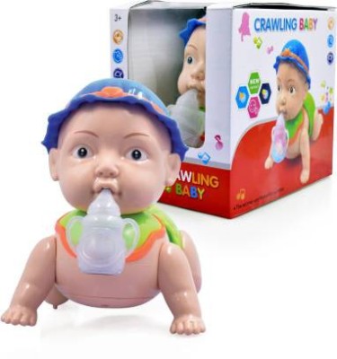 Toyvala Cute Crawling Baby toy with 3D Light and Music, Battery operated Running and Weeping Attractive Naughty toy for kids with Dazzling Lights(Multicolor)