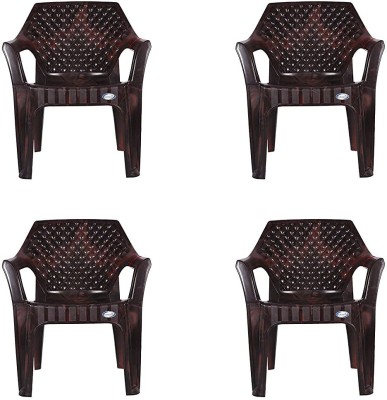 national plastic NPPL Plastic Chair for Home & Office Weight-Bearing Capacity 150 kg (Pack of 4, Rose Brown) Plastic Outdoor Chair(COFFEE BROWN, Pre-assembled)