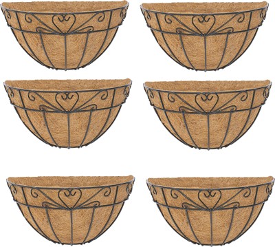 Garden King 12 Inch Heart Design Coir Wall Basket Plant Container Set(Pack of 6, Metal)