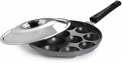 cello 12 Cavity Appam Patra Single Handle Paniarakkal with Lid 1 L capacity 25 cm diameter(Aluminium, Non-stick)