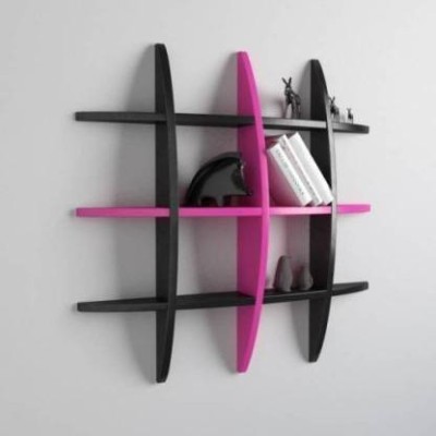 OnlineCraft wooden wall self Ter rack pink black Wooden Wall Shelf(Number of Shelves - 12, Pink, Black)