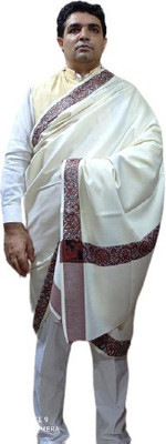 KASHMIR HANDLOOM Cashmere Woven Men Shawl(White)