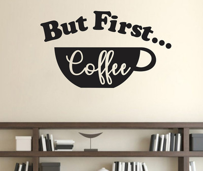 WALLDECORS 60.96 cm FIRST COFFEE IMAGE Self Adhesive Sticker(Pack of 1)