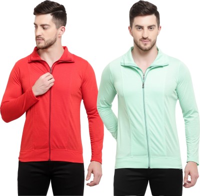 Adorbs Solid Men Polo Neck Red, Light Green T-Shirt