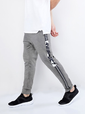 MANIAC Printed, Striped Men Black, Grey Track Pants