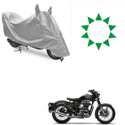 Atulit enterprises Waterproof Two Wheeler Cover for Royal Enfield(Battle, Silver)
