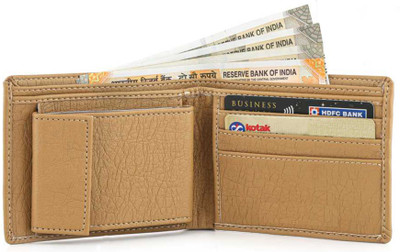 HENEDA Men Beige Artificial Leather Wallet(10 Card Slots)