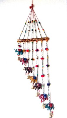 Raj Shai Craft Art Gallery Wind chime Home Decor Handcrafted Handpainted Office,Temple ,Hanging Decorat Wall/Door/Window paper mache 80CM (RED) Plastic Windchime(28 inch, Multicolor)