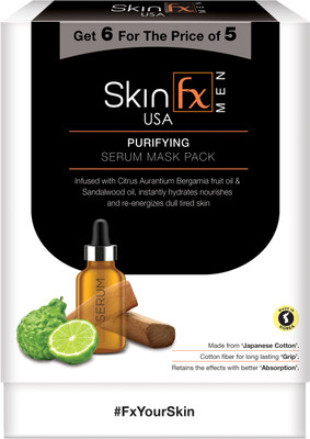 Skin FX Purifying Men Serum Mask Combo Pack of 6(150 ml)