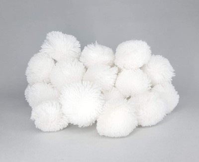 PRANSUNITA Pom Pom Small Wool Balls 230 pcs : Color White 20 mm dai, Used for Art & Craft, Dresses, Room Decoration, Jewelry Making etc