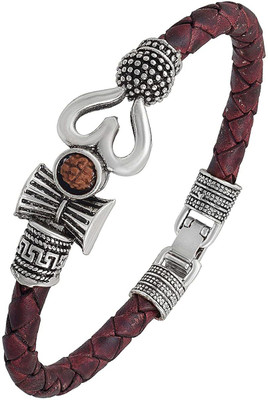 ORACLE Leather Silver Bracelet