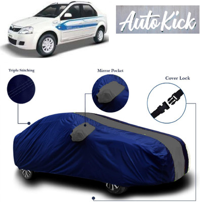AutoKick Car Cover For Mahindra e-Verito (With Mirror Pockets)(Grey, Blue)