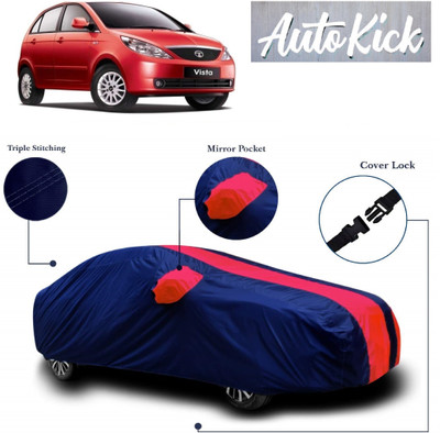 AutoKick Car Cover For Tata Vista Tech (With Mirror Pockets)(Red, Blue)