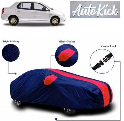 AutoKick Car Cover For Tata Indigo CS (With Mirror Pockets)(Red, Blue)