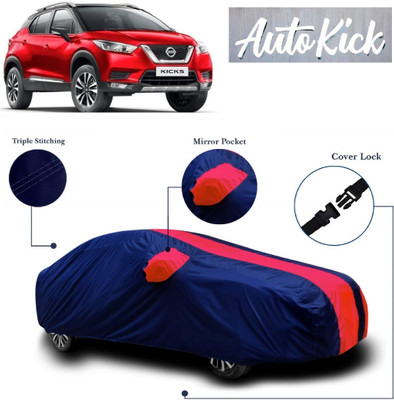 AutoKick Car Cover For Nissan Kicks (With Mirror Pockets)(Red, Blue)