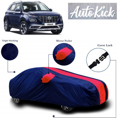 AutoKick Car Cover For Hyundai Venue (With Mirror Pockets)(Red, Blue)