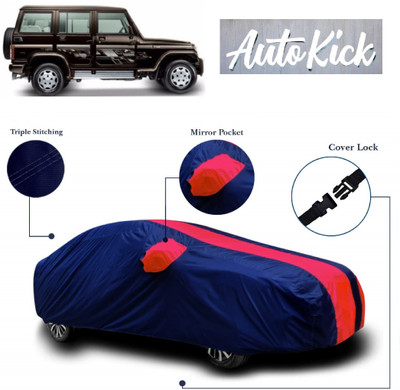 AutoKick Car Cover For Mahindra Bolero (With Mirror Pockets)(Red, Blue)