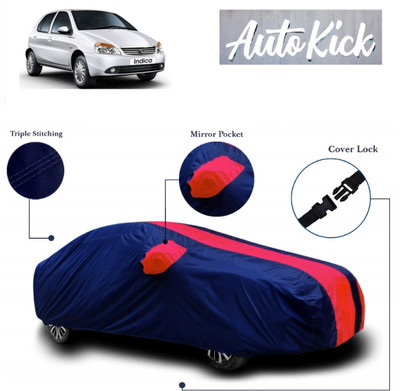 AutoKick Car Cover For Tata Indica V2 (With Mirror Pockets)(Red, Blue)