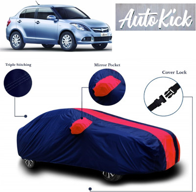 AutoKick Car Cover For Maruti Suzuki Swift Dzire (With Mirror Pockets)(Red, Blue)