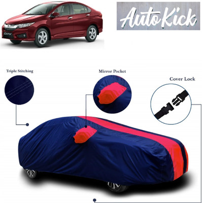 AutoKick Car Cover For Honda City i-Dtec (With Mirror Pockets)(Red, Blue)