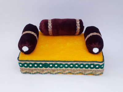 R D Handicraft Silk All Purpose Chowki(Yellow, Maroon, Pack of 1)