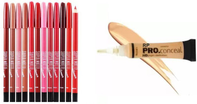 RP Gives You 12 Lip Liner With One Concealr Yellow Makeup Combo For Girl's & Women(13 Items in the set)