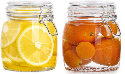 Sv Enterprise Glass Grocery Container  - 1000 ml(Pack of 2, Clear)