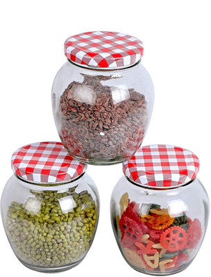 Avastro Glass Grocery Container  - 350 ml(Pack of 3, Clear)