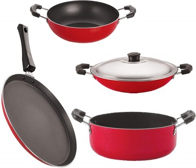 NIRLON FT11_KD10_AC_CS24 Non-Stick Coated Cookware Set(PTFE (Non-stick), Aluminium, 4 - Piece)