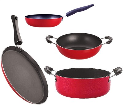 NIRLON FT11_KD10_CVG_CS24 Non-Stick Coated Cookware Set(PTFE (Non-stick), Aluminium, 4 - Piece)