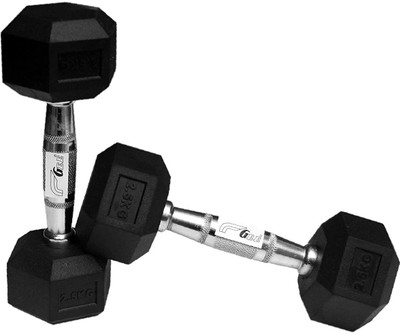 Virtuous Rubber Coated Professional Hex Dumbbells Fixed Weight Dumbbell Fixed Weight Dumbbell(2.5 kg)