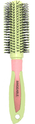 Bingeable Premium Round Hair Brush with Soft Bristles (Green/ Multicolor)
