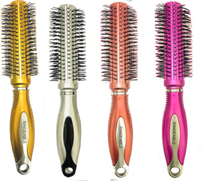 Bingeable Salon Professional Round Hair Brushes with Soft Bristles (Multicolor,Pack of 4)