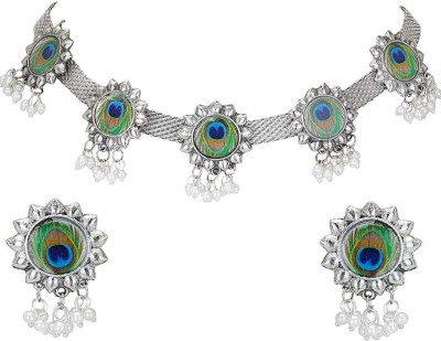 World Wide Villa Oxidised Silver Multicolor Jewellery Set(Pack of 1)