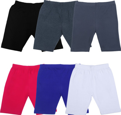 DIAZ Short For Girls Casual Solid Cotton Lycra(Multicolor, Pack of 6)