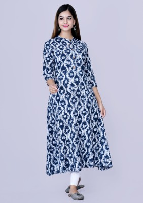 Glowworld Women Printed Straight Kurta(Blue)