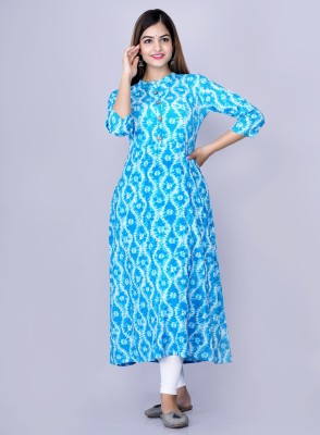 Glowworld Women Printed Straight Kurta(Light Blue)