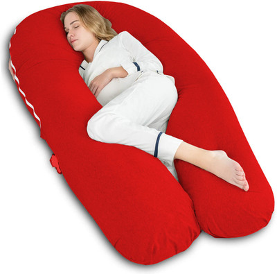 Daddy Cool Luxurious Imported Microfibre Solid Pregnancy Pillow Pack of 1(Red)