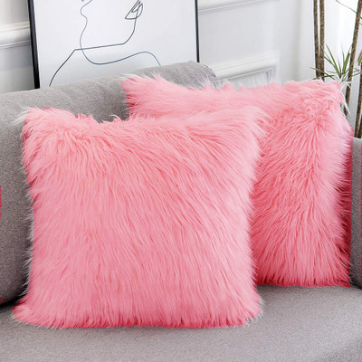 PriMaryHoMe Microfibre Solid Cushion Pack of 2(Pink)