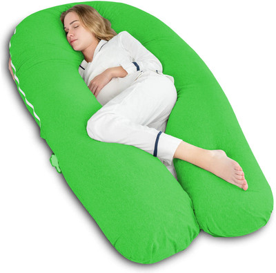 WILD MINT Luxurious Imported Microfibre Solid Pregnancy Pillow Pack of 1(Parrot Green)