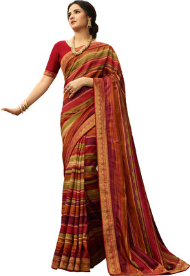 VIRHAN Printed Bollywood Georgette Saree(Maroon)