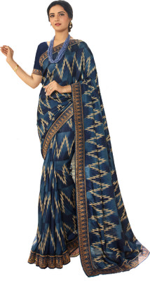 JVG CREATION Printed, Solid/Plain Bollywood Pure Silk, Jacquard Saree(Blue)