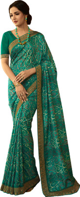 BLEESBURY Printed Bollywood Georgette Saree(Blue)